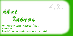 abel kapros business card