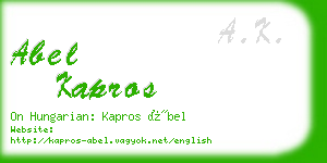 abel kapros business card